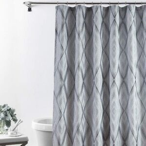 Croscill Echo 72" x 72" Fabric Shower Curtain‎ Gray, Sea foam and White New!